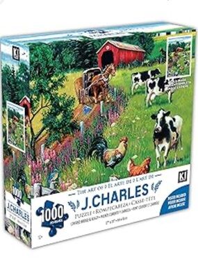 J. Charles 1000-Piece Covered Bridge & Buggy Jigsaw Puzzle - Multi